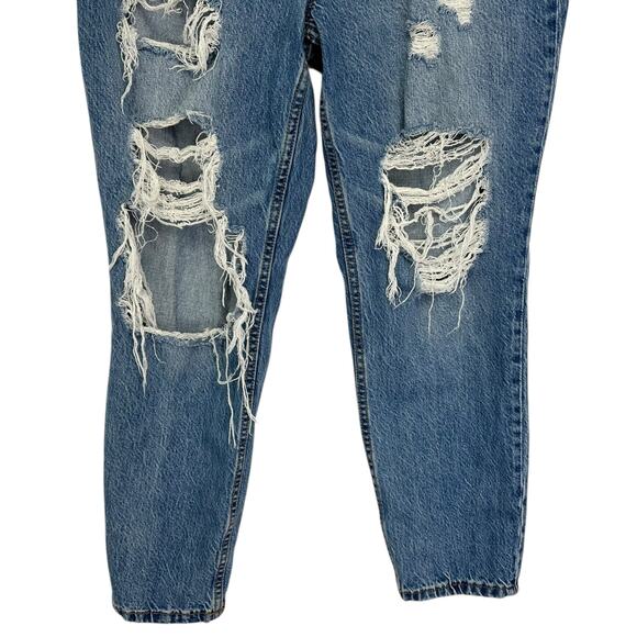 2/$30 Aeropostale Mom Jeans Ripped Straight High Waist Blue Medium Wash Size 10 - Picture 3 of 10